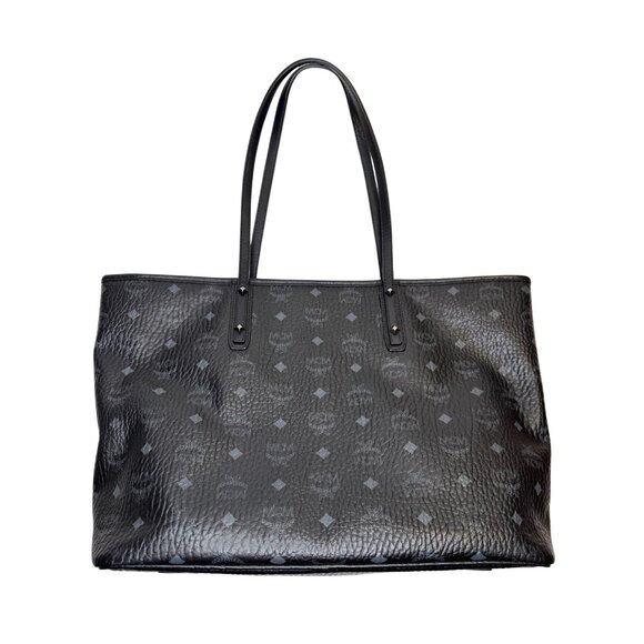 MCM Black Visetos Anya Tote Shoulder Bag Top Zip Carryall - Picture 2 of 12